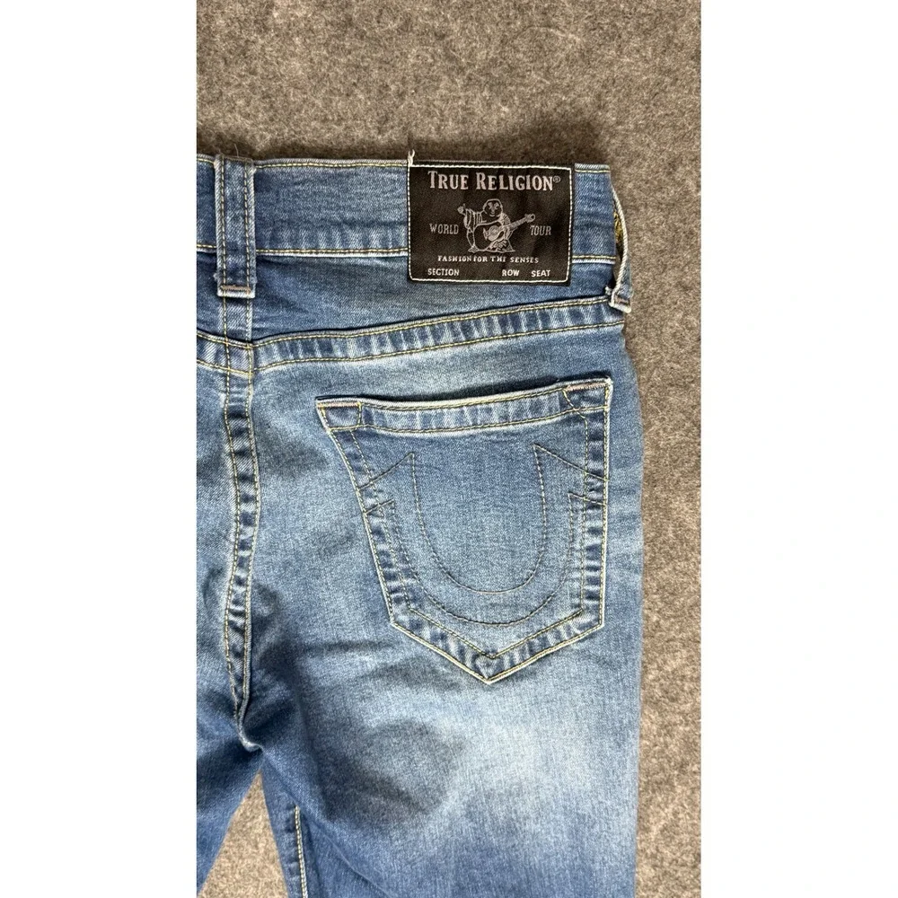 True Religion Ricky Relaxed Straight Distressed Blue Denim Jeans‎ Mens 32